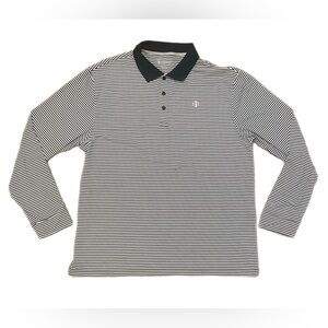 Mens Golf Polo Coolibar Sun Protective UPF 50 Long Sleeve XL Striped Black White